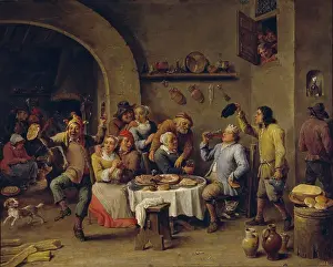 Wineglass Prints: The Bean King (The Feast of the Bean King) by Teniers
