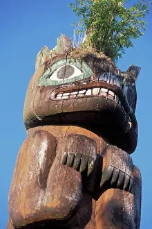 Indigenous Prints: Bear Figure on a Totem Pole