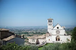Visit Prints: The beautiful Assisi landscape and the Basilica of Saint Francis of Assisi seen from afar