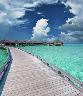 Kustenstrich Prints: Beautiful beach with water bungalows Beautiful beach with water bungalows at Maldives Copyright: xZoonar