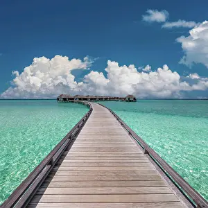2014 Prints: Beautiful beach with water bungalows Beautiful beach with water bungalows at Maldives Copyright: xZoonar