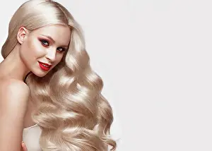 Eroticism Prints: Beautiful blonde in a Hollywood manner with curls