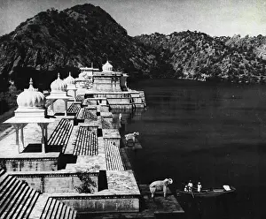 1946 Prints: The beautiful Jai Samudra lake at Udaipur