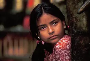 Nepal Prints: Beautiful Nepali girl gazes wistfully in Kathmandu Nepal Asia