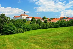 Architektur Prints: Beautiful summer landscape in the Czech Republic with an old castle