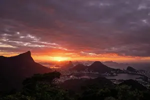 Coast Prints: Beautiful view to rainforest sunrise, city and mountains