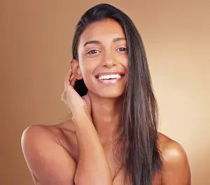 Shine Prints: Beauty, portrait and woman in studio for hair