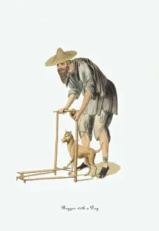 Peasant Prints: Beggar with a Dog, China - Costumes & Occupations