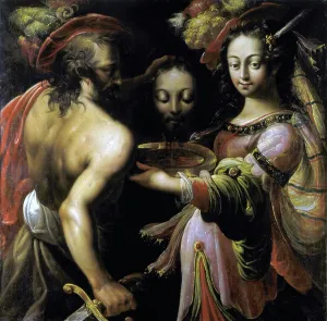 Faithuk Prints: The Beheading of John the Baptist Executioner hold up St John's head while Salome holds golden platter ready to