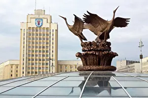 University Prints: Belarus, Minsk, Independence Square, Stork Statue