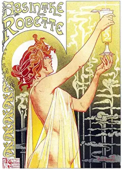 Belgium Prints: Belgium: Art Nouveau advertising poster for Absinthe Robette