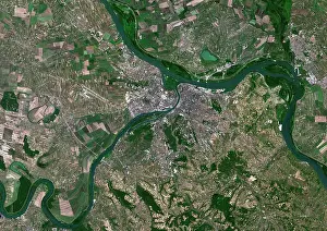 Satellite Image Prints: Belgrade, Serbia, True Colour Satellite Image