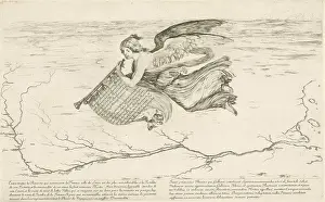 Prints: Bella, Stefano della, Title print with winged woman with trumpet floating above France