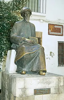 Union Prints: Ben Maimonides statue, Calle, Judios, Tiberiadus Square, Jewish Quarter, Cordoba, Spain