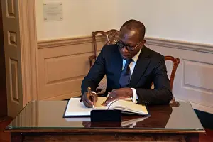 Benin Prints: Benin President Patrice Talon signs the guest book