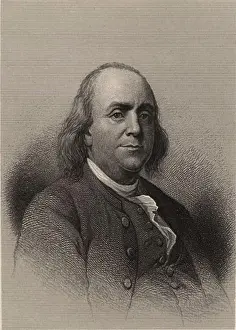 Engraved Image Prints: Benjamin Franklin (1706-1790) American statesman, printer and scientist 1896 Engraving