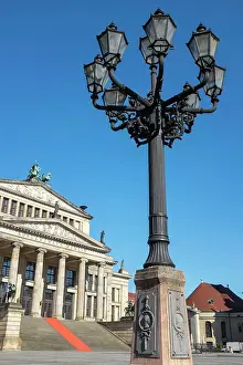 Arts Culture And Entertainment Prints: Berlin Concert House (Konzerthaus Berlin) with ornate traditional lamppost in the foreground