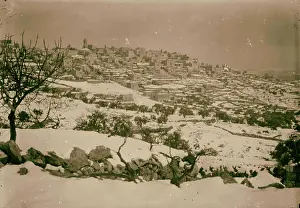 Israel Prints: Bethlehem and surroundings Bethlehem in snow. 1921, West Bank, Bethlehem, Israel