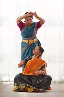 Expressions Prints: Bharatnatyam dancer teaching her young student