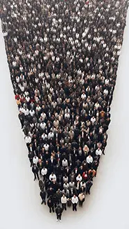 Meet Prints: big dence crowd of people on white background in wedge formation