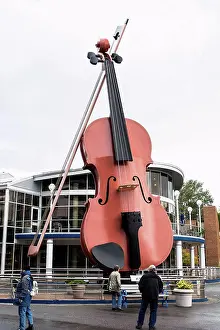 Violin Prints: The Big Fiddle, 18-m-high stylised violin in the harbour area of Sydney in Canada