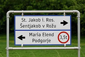Inscription Prints: Bilingual signs in German and Slovenian, Rosental, Carinthia, Austria, Europe