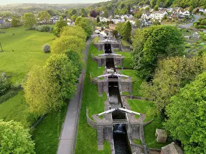 Rise Prints: Bingley 5 rise canal locks west yorkshire