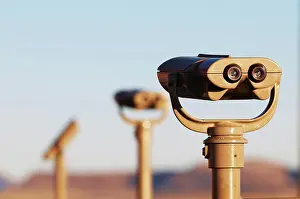 Surveillance Prints: Binoculars mounted to poles at the Marfa Mystery Lights viewing area, Marfa, Texas, USA