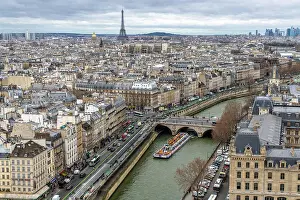 Moody Prints: Birds eye view of Paris, France. Notre Dame - Paris, France