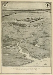 Rire2 Prints: Bird's eye view of the theater of war in China during the Boxer Rebellion of 1900