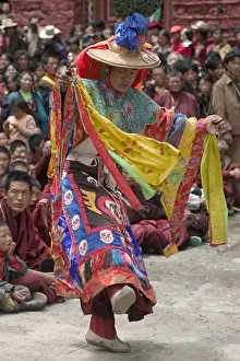 Verticals Prints: Black hat dancer at the Monlam Chenpo honoring Padmasambhava