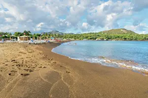 Sicily Prints: Black sand beach, Vulcano Island, Aeolian Islands, Sicily, Italy