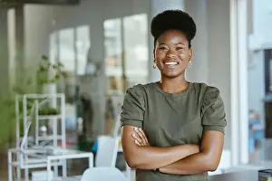 Opportunity Prints: Black woman, portrait and business with confidence for career