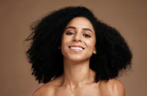 Skincare Prints: Black woman, portrait and happiness for skincare wellness