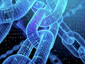 Finance Prints: Blockchain technology, conceptual illustration