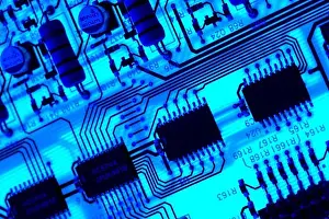 Computers Prints: Blue Circuit Board