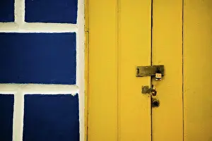 Salvador Prints: blue door with lock, Salvador, Bahia, Brazil