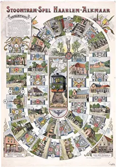 Archives Prints: Board game Steamtram game Haarlem-Alkmaar circa 1900