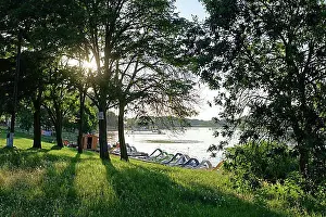 Hungary Prints: Boat rental at Lake Tisza. Tiszafuered, Debrecen, Hungary, Southeast Europe, Europe