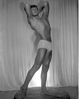 Bodybuilder Prints: Bodybuilder Studio Pose c.1950