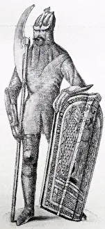 Bohemian Prints: Bohemian warrior in chain armour typical of the 15th century