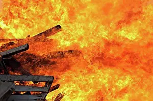 Filling The Picture Prints: Bonfire during the midsummer festival in the town of Longyearbyen