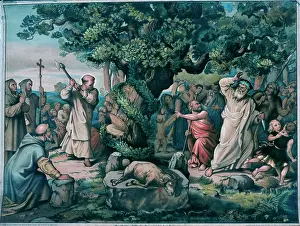 Priest Prints: Boniface is Felling the Donar Oaktree at Geismar (Apostle Of The Germans) C
