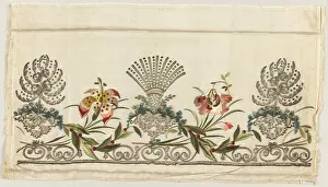 Embroidered Prints: Border, Medium: silk and metallic embroidery on silk foundation with metal coils and spangles Technique