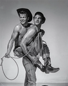 Bodybuilder Prints: Boris Demitroff & Ted Derby: Playful Cowboys Captured by Bob Mizer ca 1959