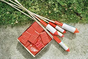 Concrete Prints: Bottle rockets and fireworks on ground