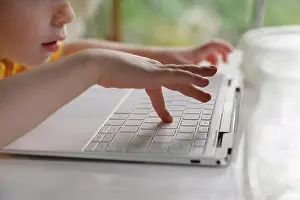 Curiosity Prints: Boy (4-5) using laptop