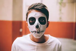 Halloween Prints: Boy with Halloween skull face paint