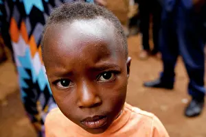 Rwanda Prints: Boy looking at the camera in northern Rwanda