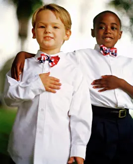 Celebrate Prints: Two boys wearing stars and stripes bow ties